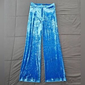 Balenciaga Velvet Wide-leg Pants UNISEX Winter 2022 Stretcy Velour Chenille Blue